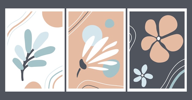 Colección de plantillas de fondo floral abstracto Conjunto de ilustración vectorial simple Banner web o carteles de pared de habitación