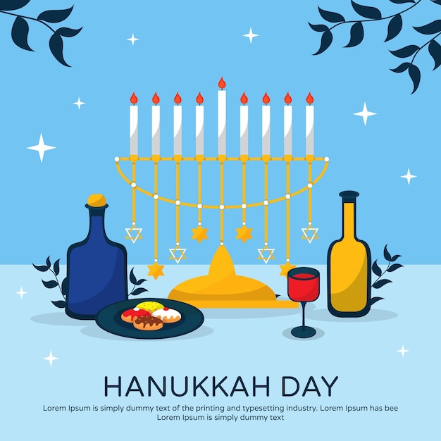 Colección de plantillas de hanukkah planas dibujadas a mano vectoriales