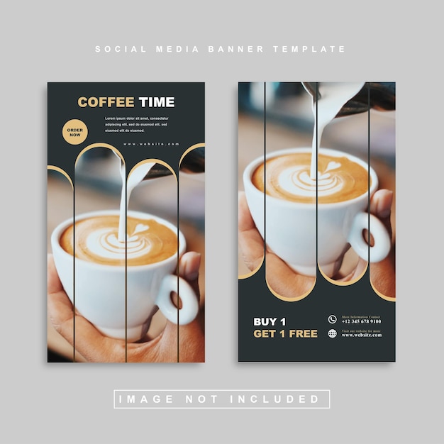 Colección de plantillas de historias de instagram de redes sociales de venta de café