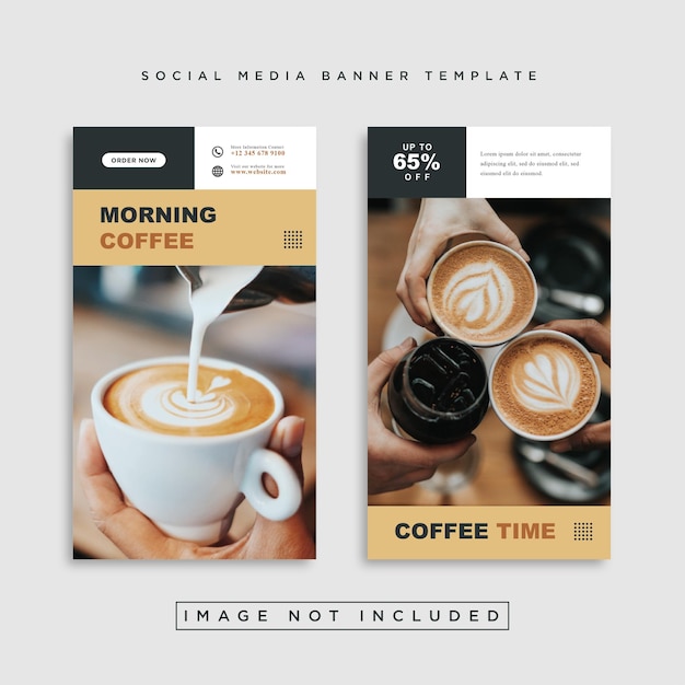 Colección de plantillas de historias de instagram de redes sociales de venta de café