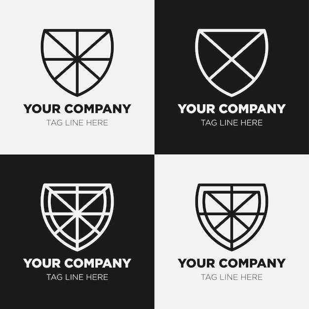 Colección de plantillas de iconos de logotipo de escudo conjunto de diseño estilo de línea genérica