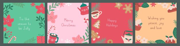 Colección de plantillas de ilustraciones vectoriales para carteles navideños