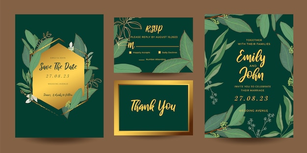 Colección de plantillas de invitación de tarjeta de boda