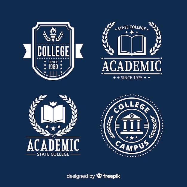 Colección de plantillas de logos de colegio en diseño plano