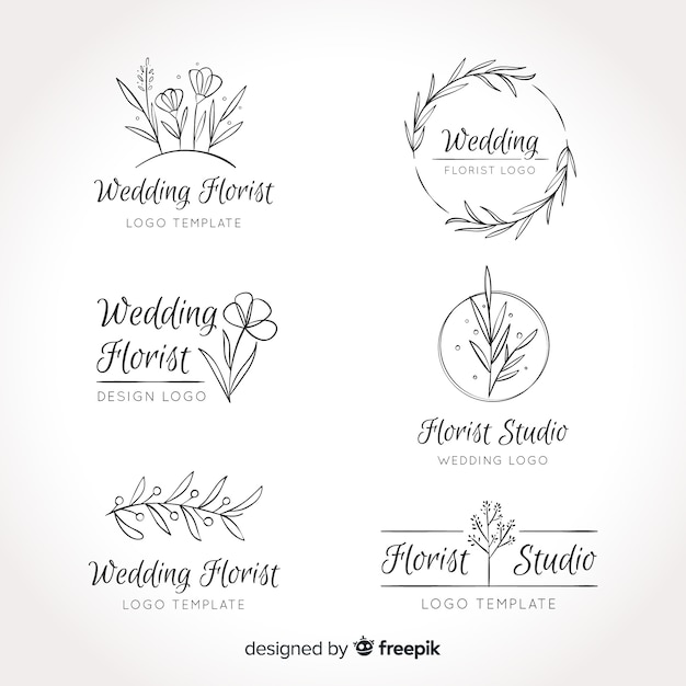 Vector colección de plantillas de logos floristas de boda