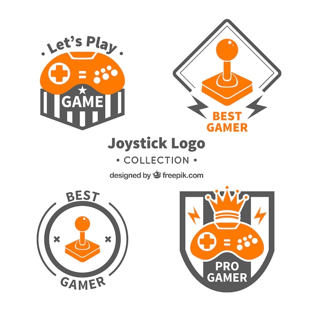 Colección de plantillas de logos de joysticks vintage
