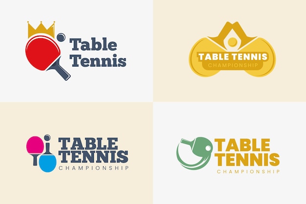 Colección de plantillas de logos de tenis de mesa