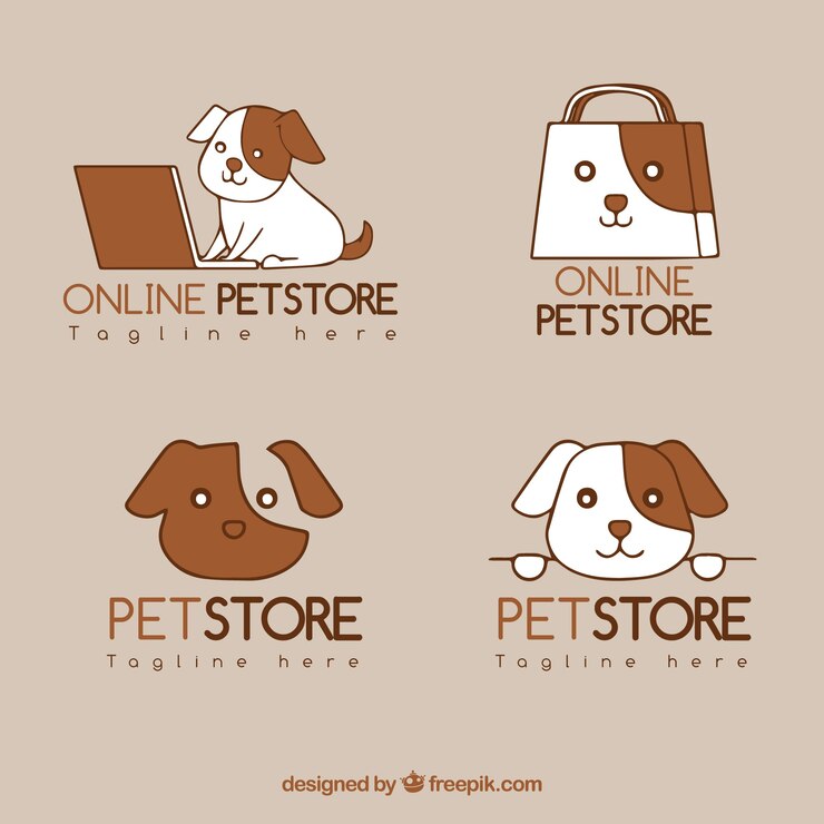 Vector colección de plantillas de logos para tiendas de mascotas
