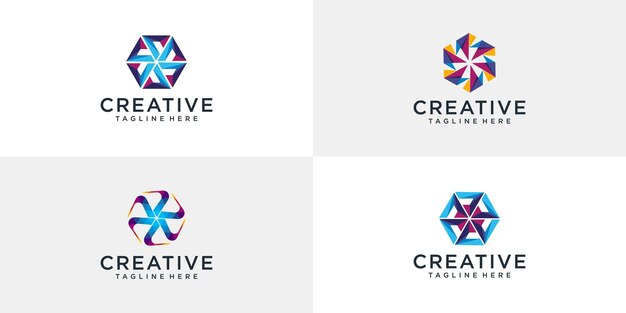 Colección de plantillas de logotipo abstracto de círculo colorido