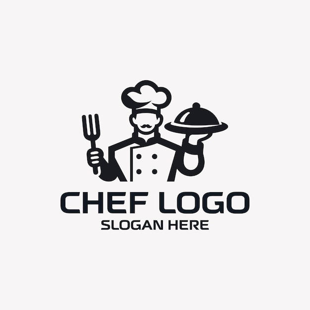 Colección de plantillas de logotipo de chef plano vectorial