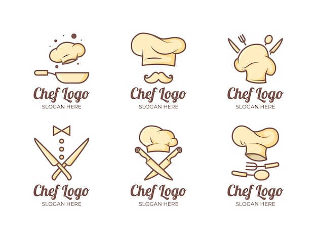 Colección de plantillas de logotipo de Chef plano