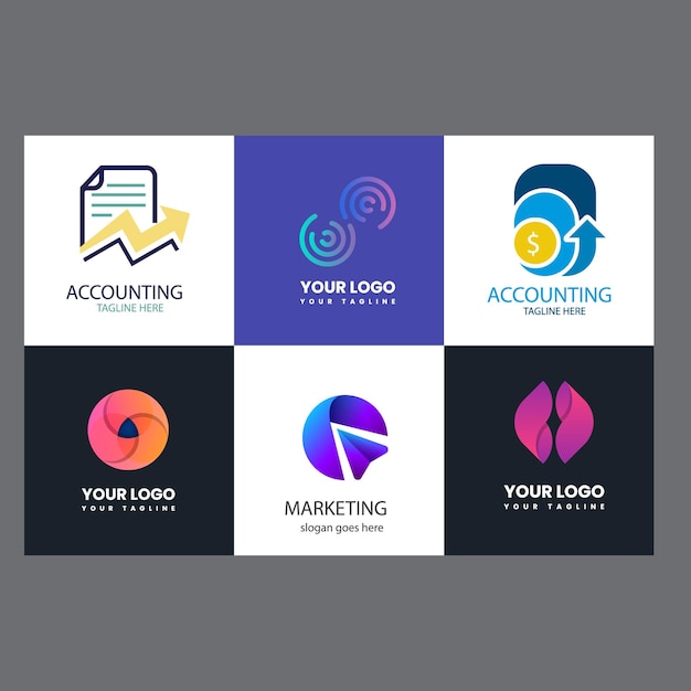 colección de plantillas de logotipo de contabilidad de diseño plano