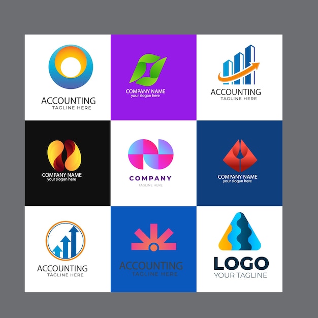 colección de plantillas de logotipo de contabilidad de diseño plano