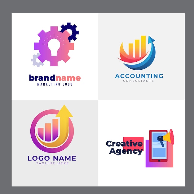 colección de plantillas de logotipo de contabilidad de diseño plano