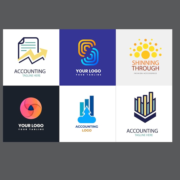 colección de plantillas de logotipo de contabilidad de diseño plano
