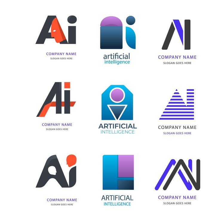 Vector colección de plantillas de logotipo de gradient ai