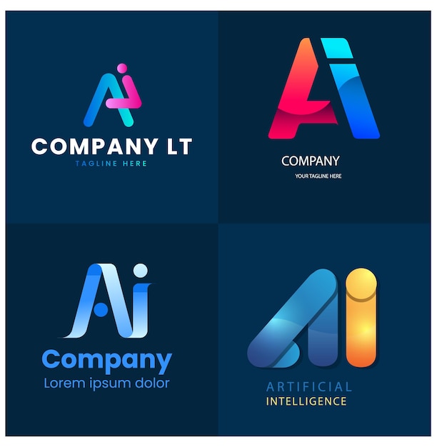Colección de plantillas de logotipo de gradiente ai
