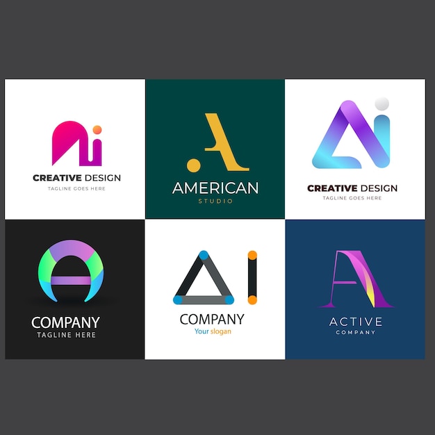 Colección de plantillas de logotipo de gradiente ai