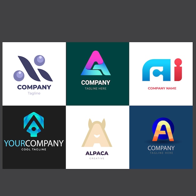 Colección de plantillas de logotipo de gradiente ai