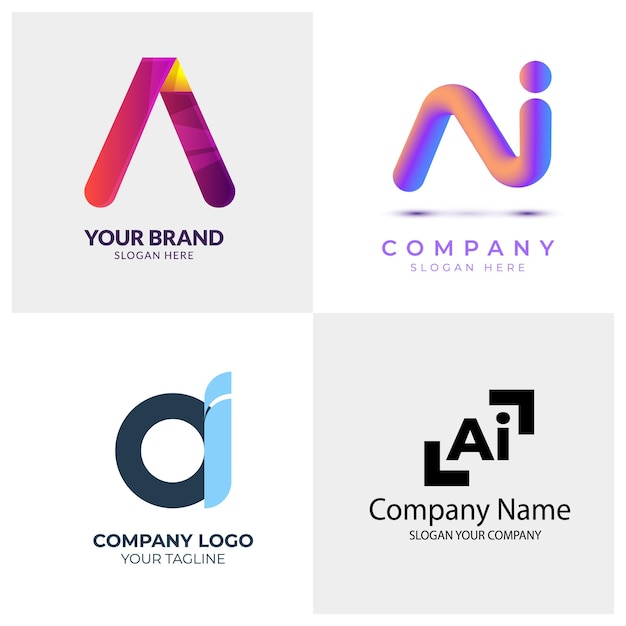 Colección de plantillas de logotipo de gradiente ai