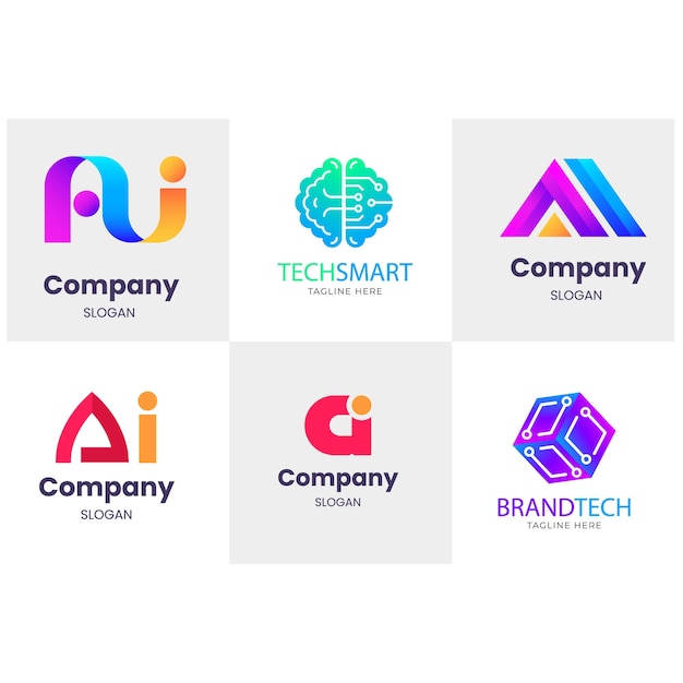 Colección de plantillas de logotipo de gradiente ai