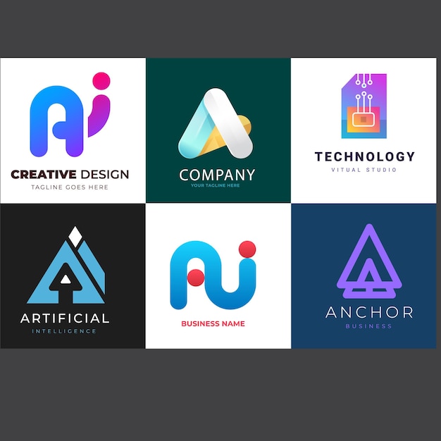 Colección de plantillas de logotipo de gradiente ai