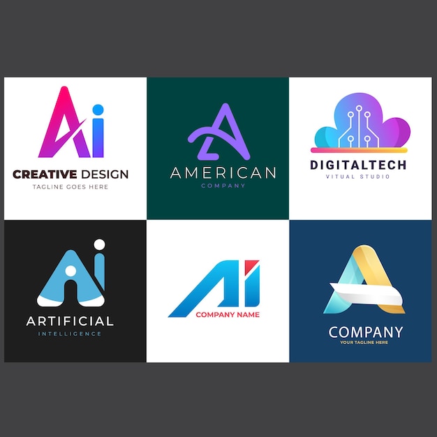 Colección de plantillas de logotipo de gradiente ai