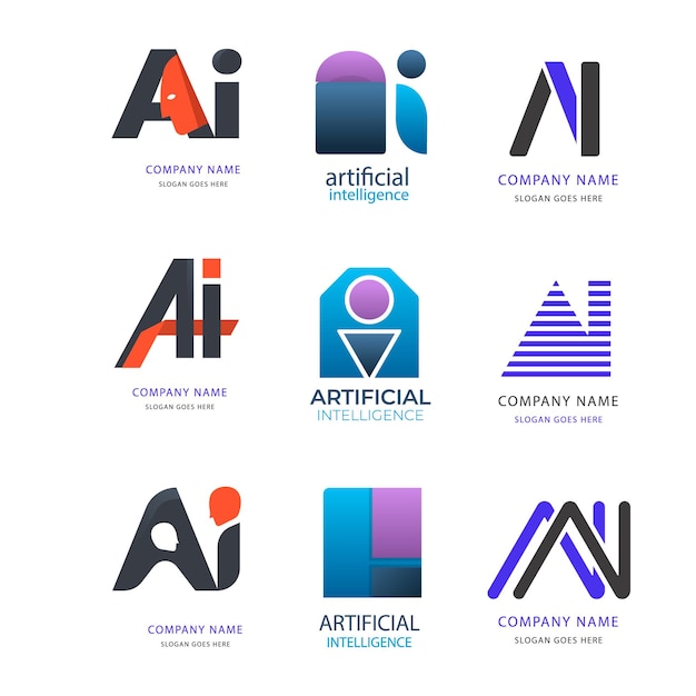 Colección de plantillas de logotipo de gradiente ai