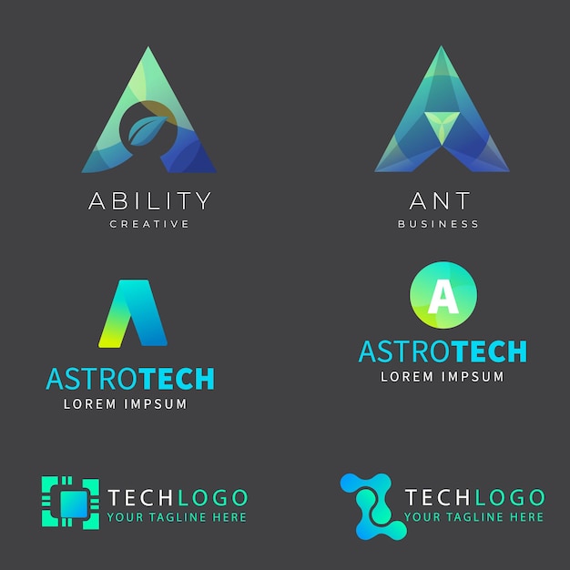 Colección de plantillas de logotipo de gradiente ai