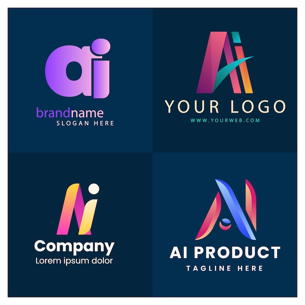 Colección de plantillas de logotipo de gradiente ai