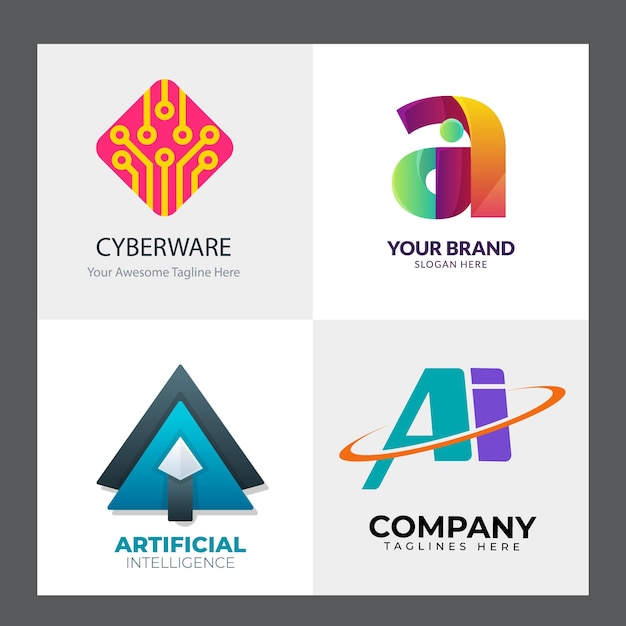 Colección de plantillas de logotipo de gradiente ai