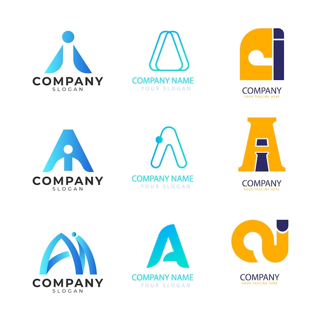 Colección de plantillas de logotipo de gradiente ai