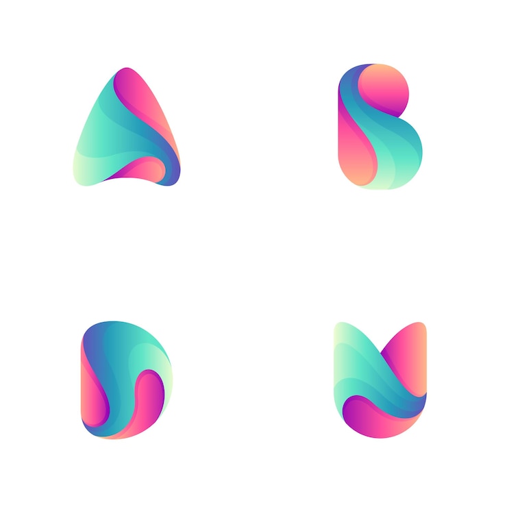 Vector colección de plantillas de logotipo de letras mayúsculas combinadas con formas 3d