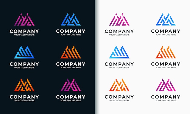 Colección de plantillas de logotipo de monograma letra inicial M