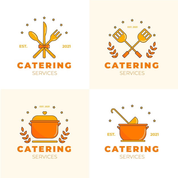 Colección de plantillas de logotipos de catering plano