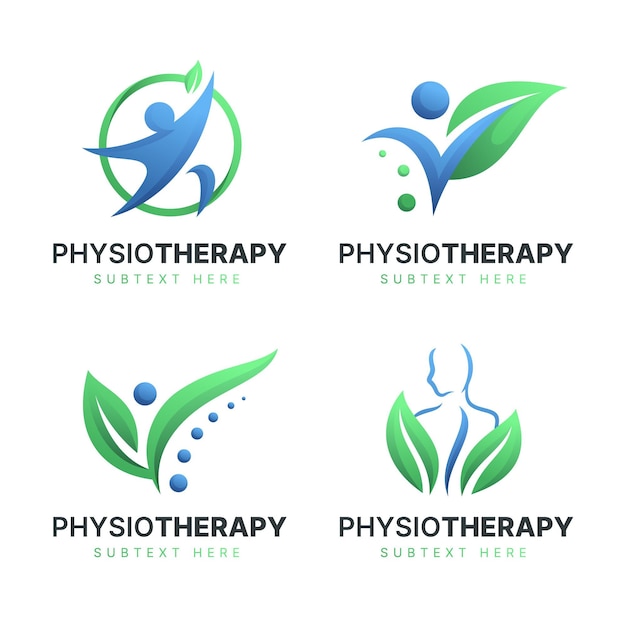 Vector colección de plantillas de logotipos de fisioterapia