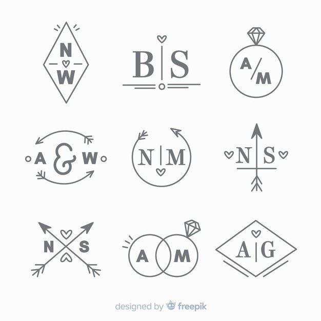 Colección de plantillas de logotipos de monogramas de bodas