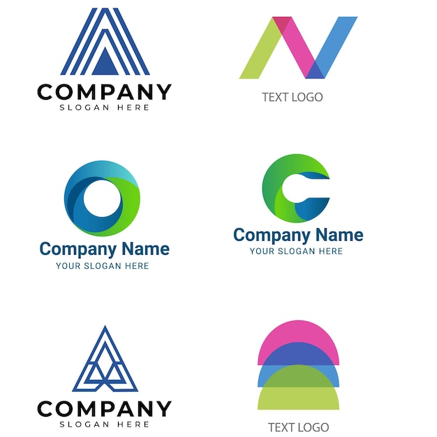Colección de plantillas de logotipos planos
