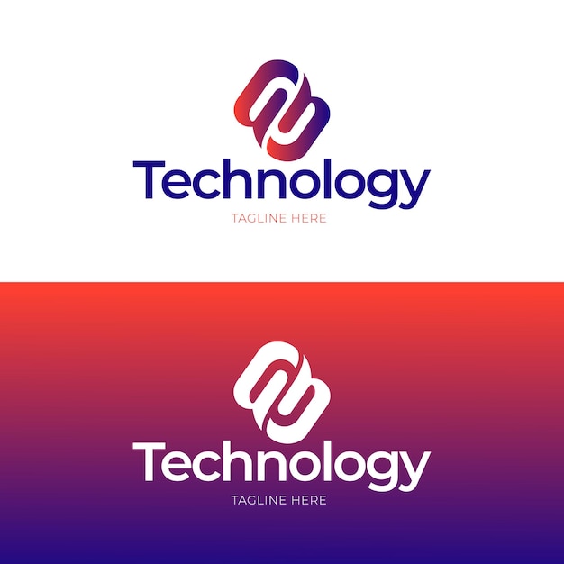 Colección de plantillas de logotipos de tecnología degradada