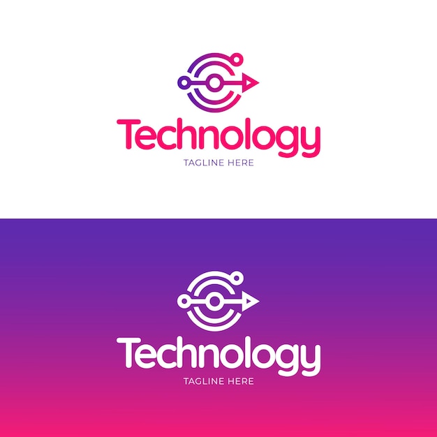 Colección de plantillas de logotipos de tecnología degradada