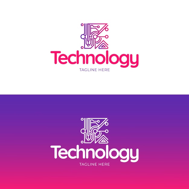 Colección de plantillas de logotipos de tecnología degradada