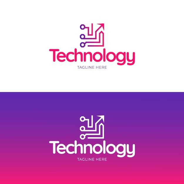 Colección de plantillas de logotipos de tecnología degradada