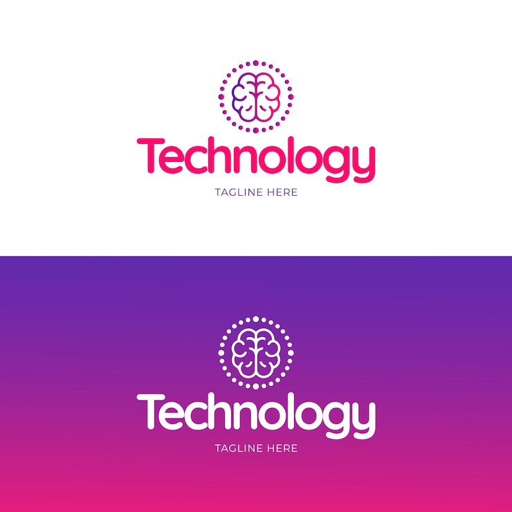 Vector colección de plantillas de logotipos de tecnología degradada
