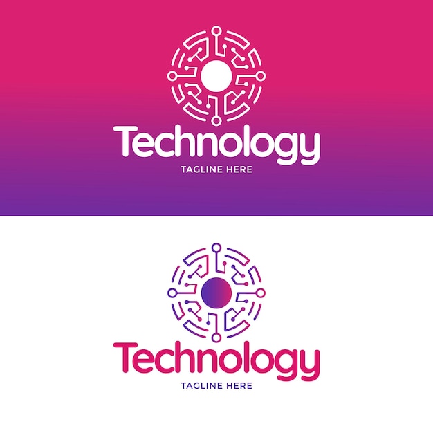 Colección de plantillas de logotipos de tecnología degradada