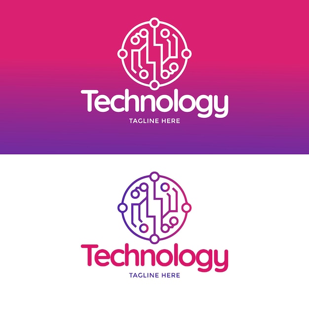 Colección de plantillas de logotipos de tecnología degradada