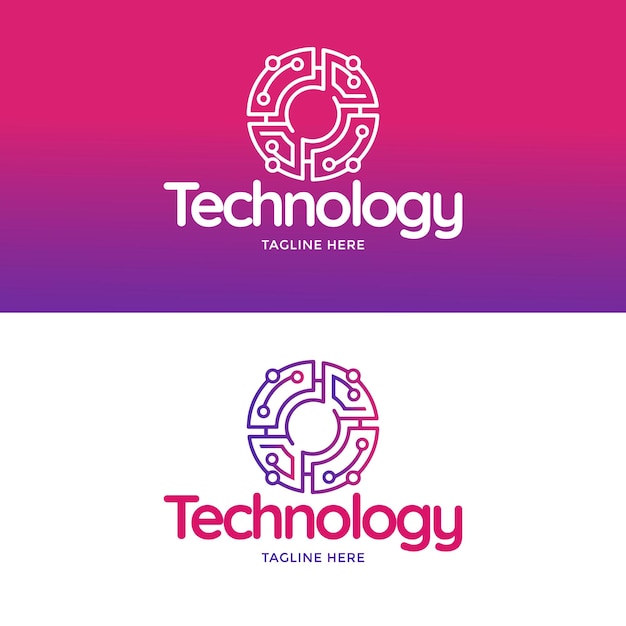 Colección de plantillas de logotipos de tecnología degradada