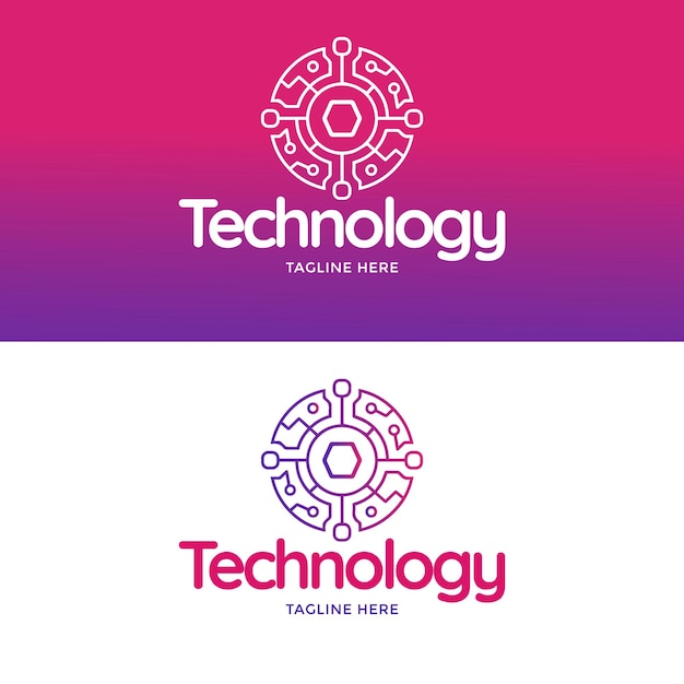 Colección de plantillas de logotipos de tecnología degradada