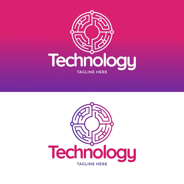 Colección de plantillas de logotipos de tecnología degradada