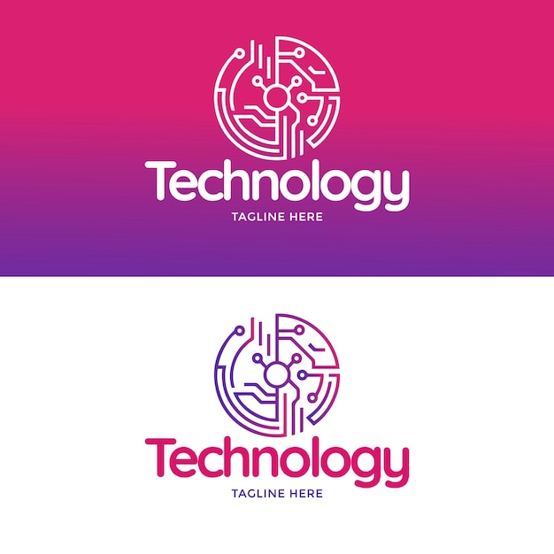 Colección de plantillas de logotipos de tecnología degradada