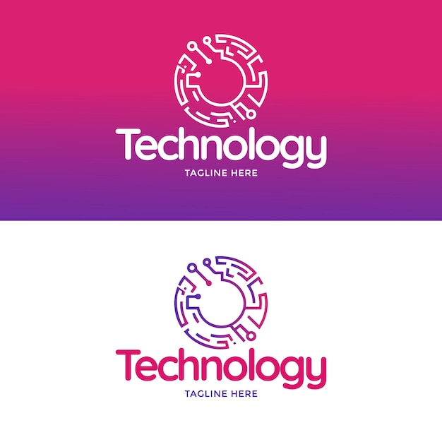 Colección de plantillas de logotipos de tecnología degradada